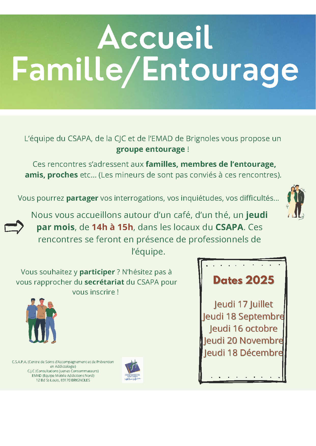 Accueil familles entourage calendrier